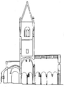 S. Egidio in Fontanella, sezione longitudinale della chiesa
