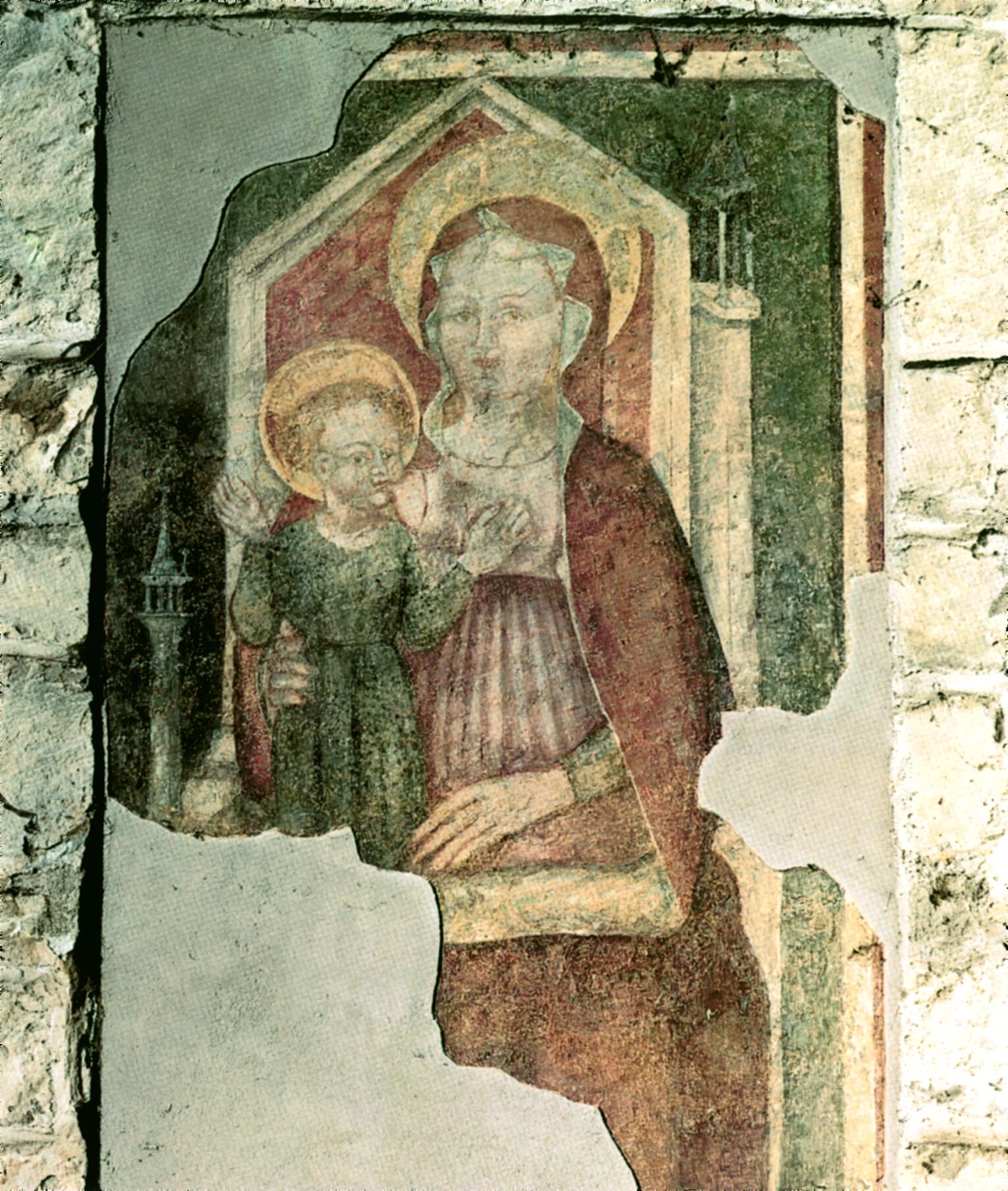 S. Egidio in Fontanella, Madonna in trono e Bambino (affresco asportato fine 1400)